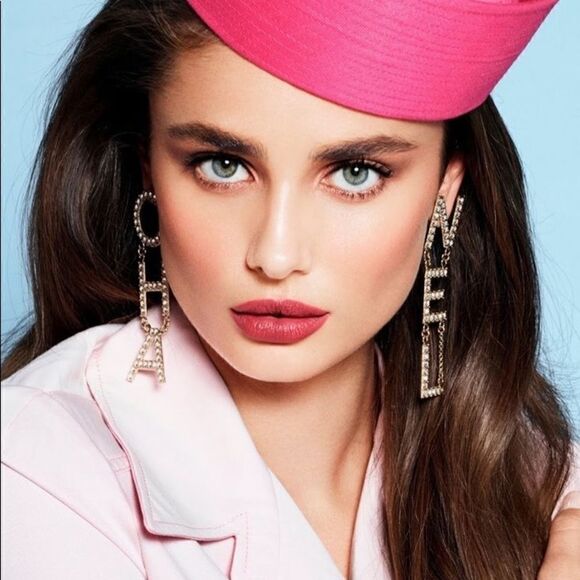 CHA NEL Large Dangling Gold Plated & Cubic Zirconia Earrings - Picture 1 of 6